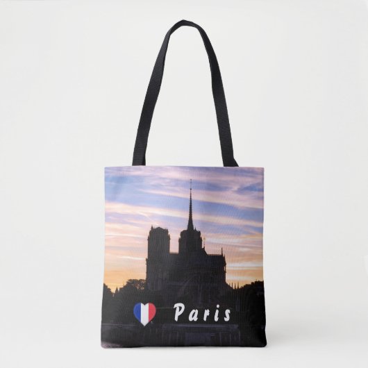 Tote Bag Coucher de soleil sur Notre Dame de Paris - Paris, (Devant)