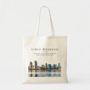 Tote Bag Coucher de soleil sur San Diego Aquarelle Week-end
