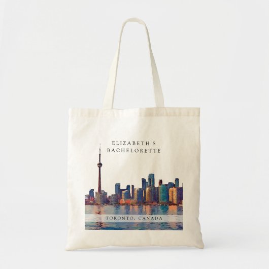 Tote Bag Coucher de soleil sur Toronto Aquarelle Enterremen (Devant)