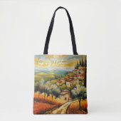 Tote Bag Coucher de soleil sur Toscane Valley Peinture Ital (Devant)