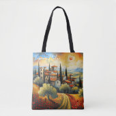 Tote Bag Coucher de soleil sur Vineyard Toscane Peinture It (Devant)