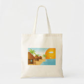 Tote Bag Coucher de soleil tropical avec des huttes de chau (Devant)