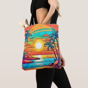 Tote Bag Coucher de soleil tropical : Côte Vivid