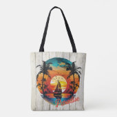 Tote Bag Coucher de soleil tropical Palmiers de plage de vo (Dos)