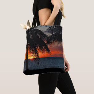 Tote Bag Coucher de soleil tropical Palmiers Plage Océan Ca
