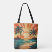 Tote Bag Coucher de soleil tropical serein avec palmiers (Dos)