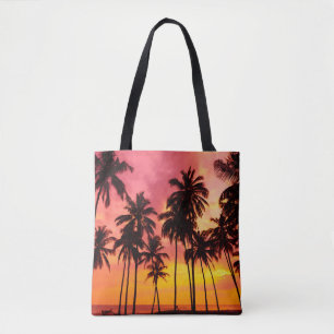 Tote Bag Coucher de soleil tropical : Silhouette de palme s
