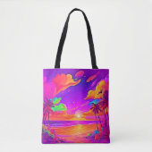 Tote Bag Coucher de soleil tropical vibrant (Devant)