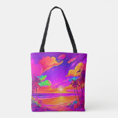 Tote Bag Coucher de soleil tropical vibrant (Dos)