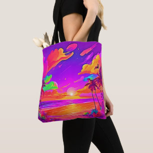 Tote Bag Coucher de soleil tropical vibrant