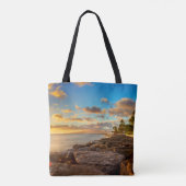 Tote Bag Coucher du soleil d'océan au-dessus des roches et (Dos)