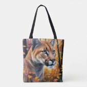 Tote Bag Cougar Mountain Lion Art d'automne (Dos)