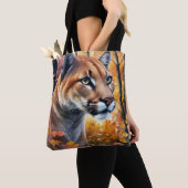 Tote Bag Cougar Mountain Lion Art d'automne (De près)
