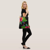 Tote Bag Couleur claire Tropical Floral Feuilles (Sur le modèle)
