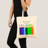 Tote Bag Couleur Crayons Retour À L'École Personnalisé Nom  (Devant (produit))