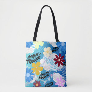 Tote Bag Couleur Cute Daisies Ferns Bubbles Clouds Motif