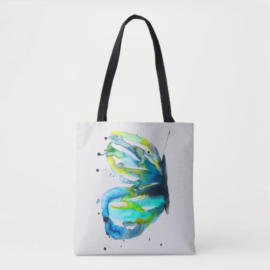 Tote Bag Couleur d'aquarelle d'art papillon bleu (Devant)