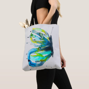 Tote Bag Couleur d'aquarelle d'art papillon bleu