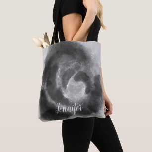 Tote Bag Couleur d'aquarelle noire et blanche personnalisée