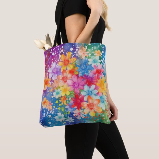 TOTE BAG COULEUR D'EAU CLAIRE FLEURS ABSTRAITES (De près)