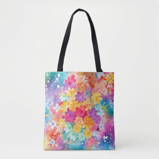 TOTE BAG COULEUR D'EAU CLAIRE FLEURS ABSTRAITES (Devant)