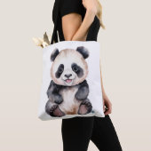 Tote Bag Couleur d'eau pour bébé panda (De près)