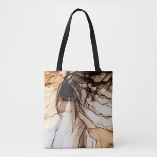 Tote Bag Couleur d'encre d'alcool. Texture de marbre gris f