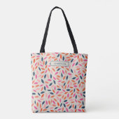 Tote Bag Couleur mignonne Feuille moderne rose bleu Personn (Dos)