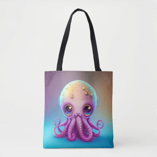 Tote Bag Couleur mignonne violet octopus Alien | (Devant)