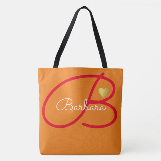 Tote Bag couleur orange d'amour monogramme (Devant)