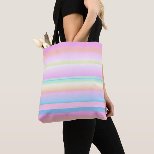 Tote Bag Couleur pastel design créatif rayé (De près)