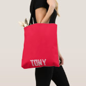 Tote Bag Couleur rouge néon solide Nom personnalisé Monogra (De près)