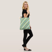 Tote Bag Couleur Turquoise Bleu Orange Jaune Motif (Sur le modèle)