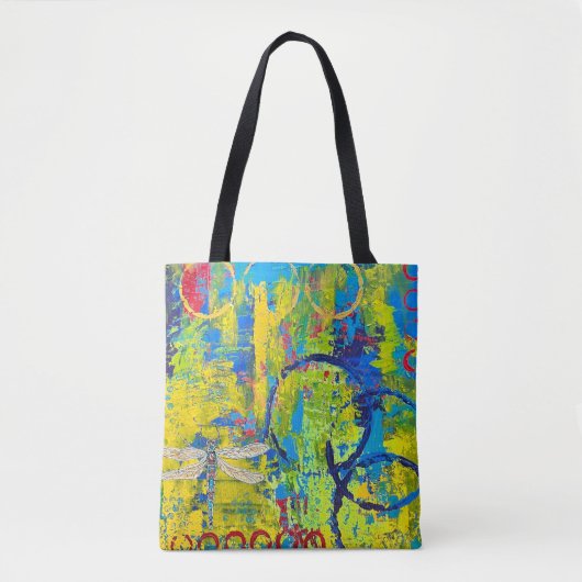 Tote Bag Couleurs Abstraites et libellules (Devant)