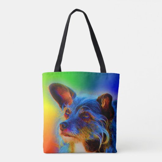 Tote Bag Couleurs arc-en-ciel Terrier Mélange Chien Abstrai (Dos)