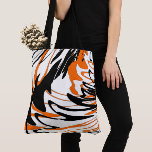 Tote Bag Couleurs Bengale Lignes Orange et Noires Ondulées