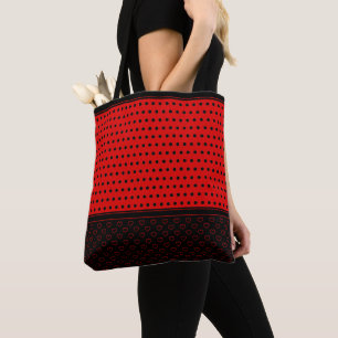 Tote Bag Couleurs Chic Rouge Et Noir, Pois Élégants
