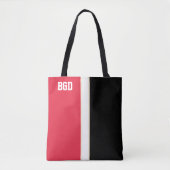 Tote Bag Couleurs de collège Rouge, noir et crème Monogramm (Devant)