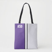 Tote Bag Couleurs de collège violet et blanc (Devant)