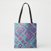 Tote Bag Couleurs de diagonale multiAbstraites turquoise (Devant)