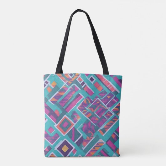 Tote Bag Couleurs de diagonale multiAbstraites turquoise (Dos)
