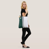 Tote Bag Couleurs du collège Vert foncé et blanc Monogramme (Sur le modèle)