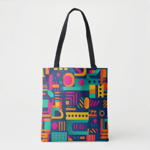 Tote Bag Couleurs néon Abstraites et formes bohèmes géométr