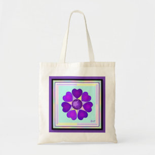 Tote Bag Couleurs pastel & coeurs violets battre