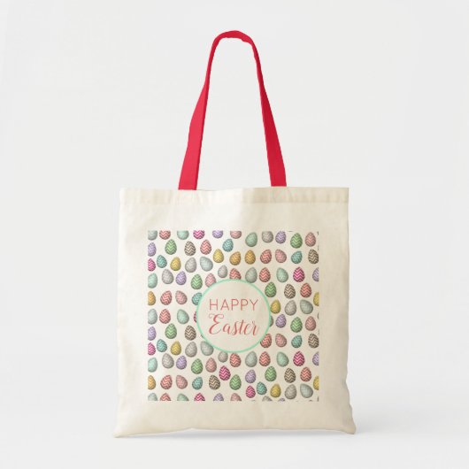 Tote Bag Couleurs pastel des Motifs d'oeufs de Pâques (Devant)