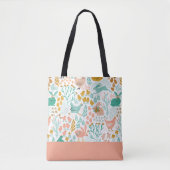 Tote Bag Couleurs pastel Pâques Poulets Fleurs Motif (Devant)