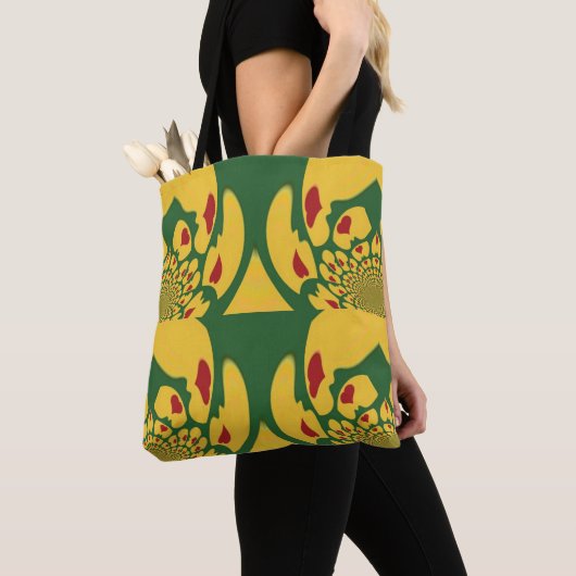 Tote Bag Couleurs Red Gold et Green Rasta Motif Art Design (De près)