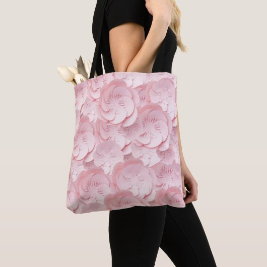 Tote Bag Couleurs Rose Fleurie Douce (De près)