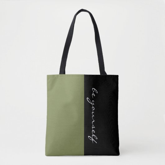 Tote Bag Couleurs simples OLIVE GREEN & votre texte (Devant)