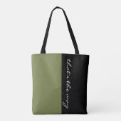 Tote Bag Couleurs simples OLIVE GREEN & votre texte (Dos)